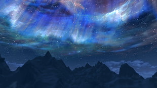 aurora light wallpaper, The Elder Scrolls V: Skyrim, video games, clouds, aurorae