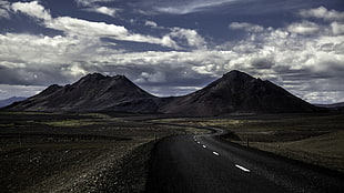 black asphalt road, landscape, road, barren