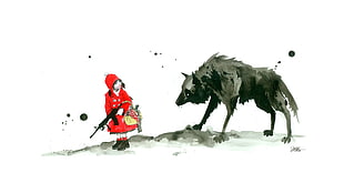 black wolf illustration, fantasy art HD wallpaper