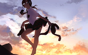 black haired female anime character HD wallpaper