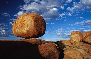 brown rock, nature, landscape, rock, sky HD wallpaper