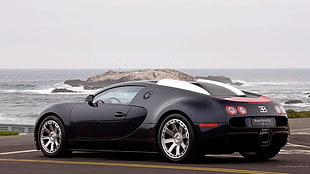 black Mercedes-Benz sedan, Bugatti Veyron, Bugatti, car, vehicle