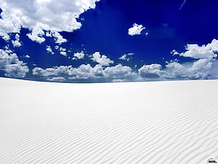 white sand and blue cloudy sky, white, snow, desert