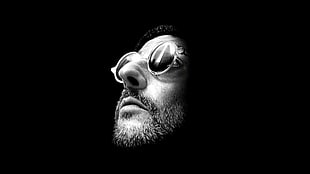 men's round sunglasses, Léon: The Professional, Jean Reno, sunglasses, black background