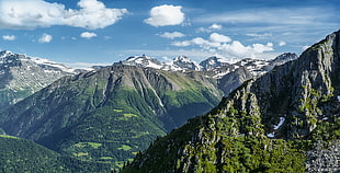 green mountains under white clouds, switzerland HD wallpaper