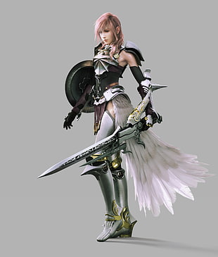 Final Fantasy character illustration, Final Fantasy XIII, Claire Farron, video games, sword HD wallpaper
