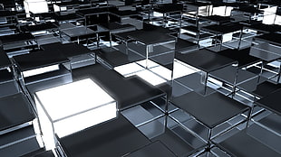 photo of white and black cube HD wallpaper
