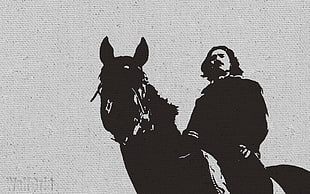 man riding horse stencil, horse, horseman HD wallpaper