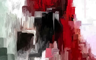 white, red, and white abstract painting, modern, abstract, painting, artwork