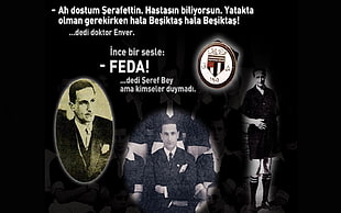 men's black suit jacket with text overlay, Besiktas J.K., Seref Bey, Feda, love