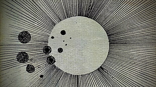 beige and black illustration, music, Flying Lotus HD wallpaper