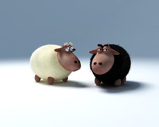 two white and brown sheep figurines, sheep