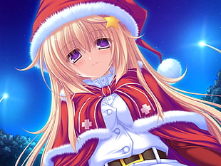 anime girl wearing santa suit