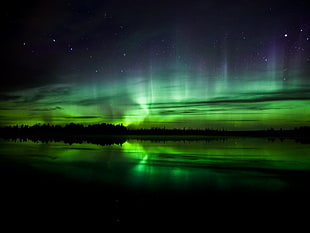 northern lights, night, stars, landscape HD wallpaper