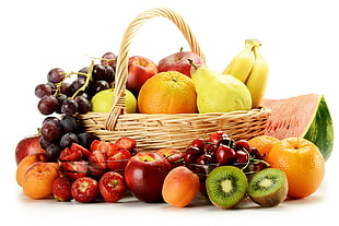 assorted fruits on basket HD wallpaper