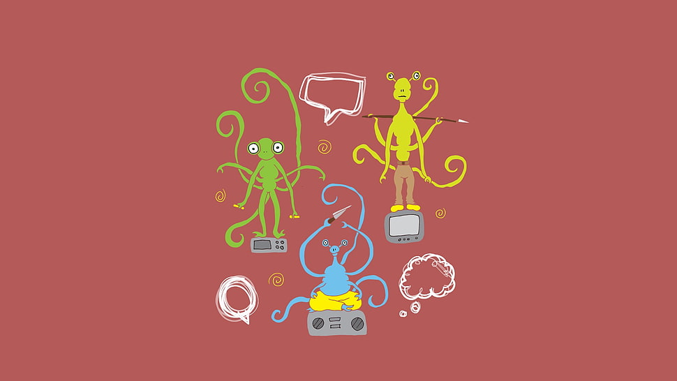 three animals clipart, artwork, simple background HD wallpaper