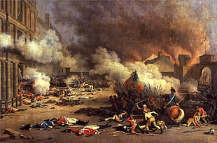 people during war painting, Jean Duplessis-Bertaux, revolution , France, battle HD wallpaper