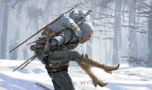game characters illustration, The Witcher 3: Wild Hunt, Geralt of Rivia, Cirilla, WLOP