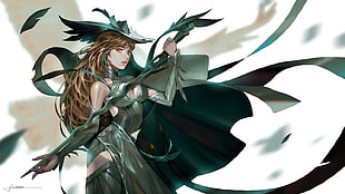 green female character illustration, fantasy art, warrior