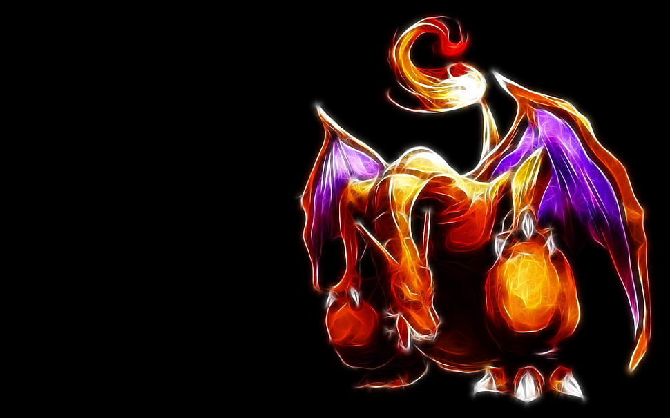 Pokemon Charizard illustration, fire, Pokémon, Charizard, Fractalius HD wallpaper