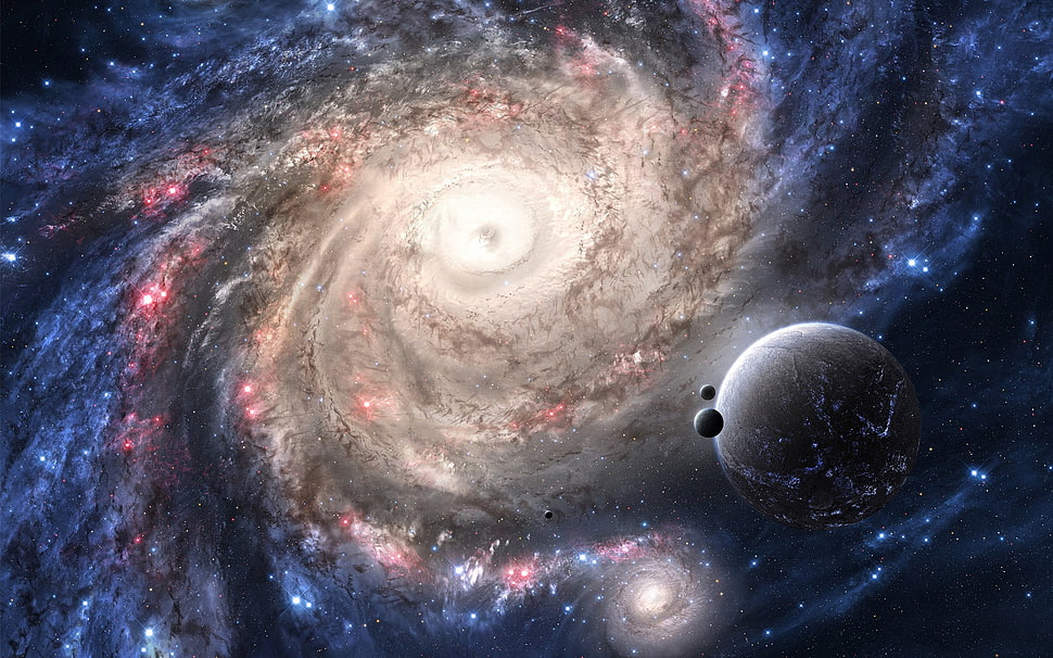 brown and white ceramic bowl, space, galaxy, spiral galaxy HD wallpaper