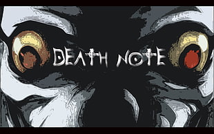 white and black Death Note illustration, Death Note, Ryuk, typography