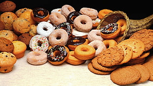 brown Cookies and doughnuts HD wallpaper