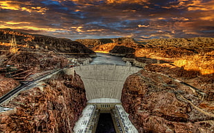 brown and black wooden table, landscape, Hoover Dam, HDR, USA