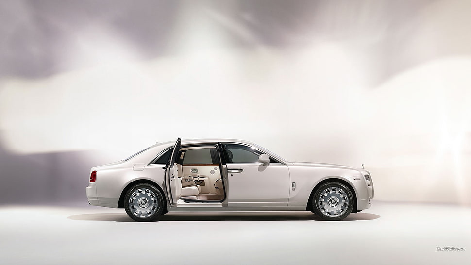 white sedan, Rolls-Royce Ghost, car HD wallpaper