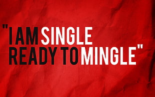red i am single ready to mingle printed textile, humor, red, quote, typography