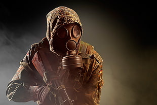 man in black gas mask HD wallpaper