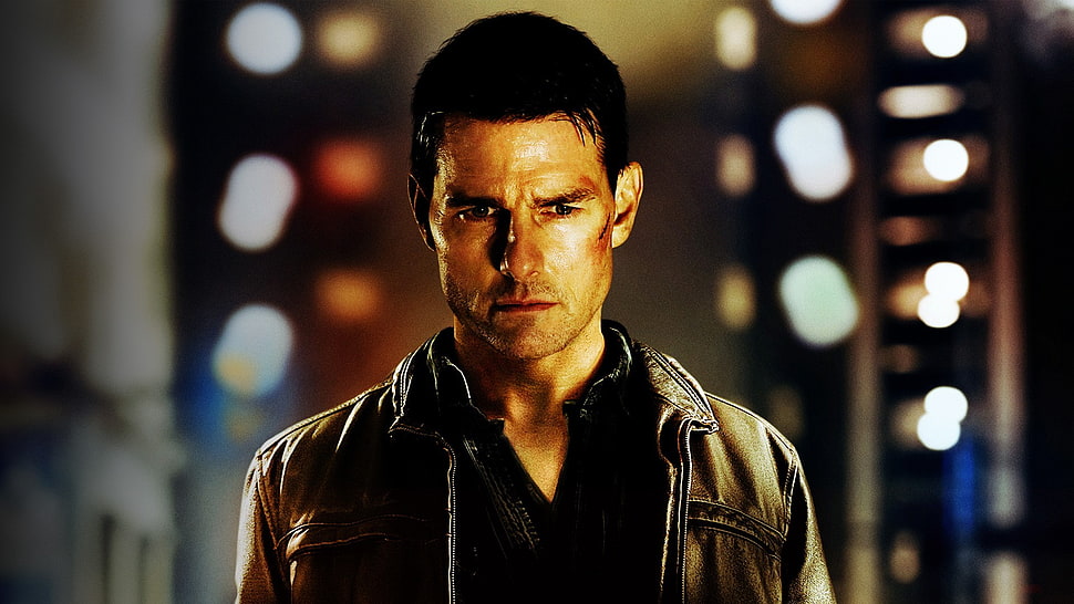 men's black leather zip-up jacket, movies, Tom Cruise, Jack Reacher HD wallpaper