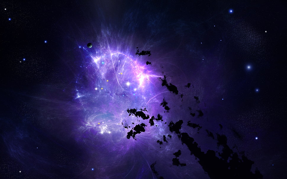 purple and black illustration digital wallpaper, space, stars, galaxy, digital art HD wallpaper