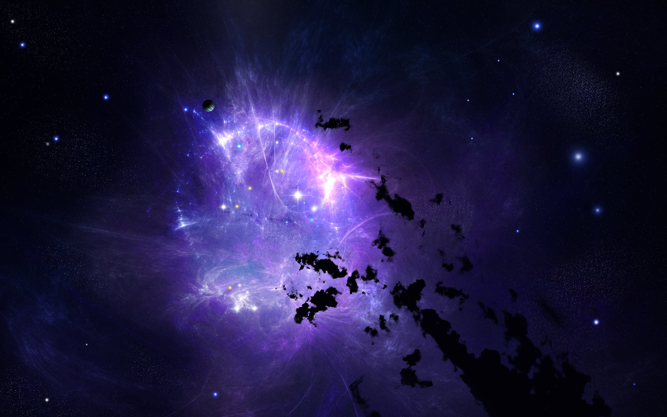 purple and black illustration digital wallpaper, space, stars, galaxy, digital art