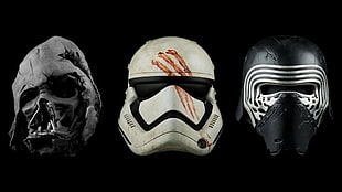 three Star Wars character masks