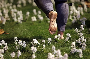 white petaled flowers, One Last Run, Run, freedom, feet