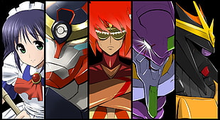 four animated characters wallpaper, Tengen Toppa Gurren Lagann, Neon Genesis Evangelion, EVA Unit 01, Gunbuster