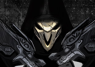 person wearing mask and holding piston illustration, Reaper (Overwatch), Blizzard Entertainment, Overwatch