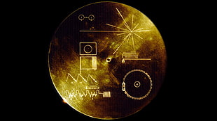 round gold-colored decor, discs, gold, space, Voyager Golden Record
