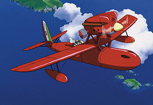 red biplane movie clip HD wallpaper