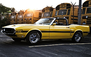 yellow sports coupe, car, Ford Mustang, Shelby GT350 HD wallpaper