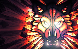 red and orange lion head illustratin