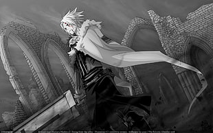 white haired anime character with sword, D.Gray-man, anime, Allen Walker, anime boys