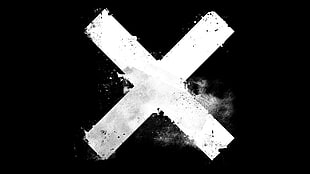X logo, cross, monochrome, grunge