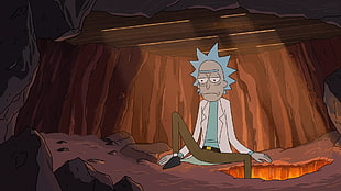 man with white suit jacket character wallpaper, Rick and Morty, Adult Swim, cartoon, Rick Sanchez