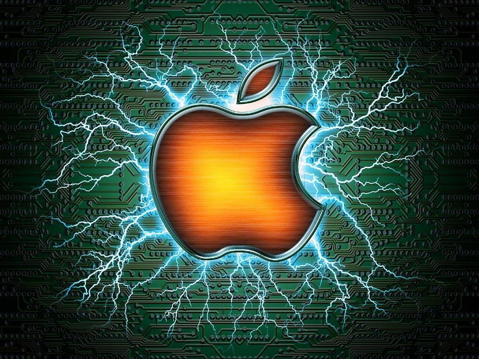 Apple Logo with lightning background HD wallpaper