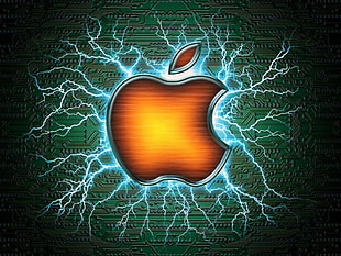 Apple Logo with lightning background