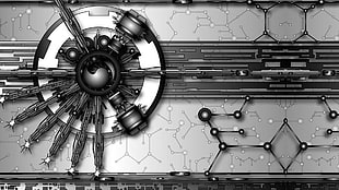 gray, white, and black digital wallpaper
