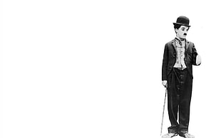 men's black suit, Charlie Chaplin HD wallpaper
