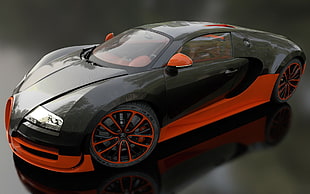 black and orange sports car, Bugatti Veyron Super Sport, Super Car 